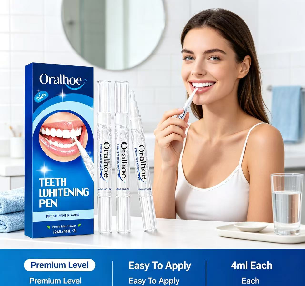 Teeth Whitening Pens - Pena Pemutih Gigi Oralhoe, 3 buah